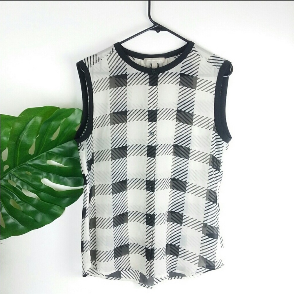 Banana Republic Sheer Checkered Blouse
